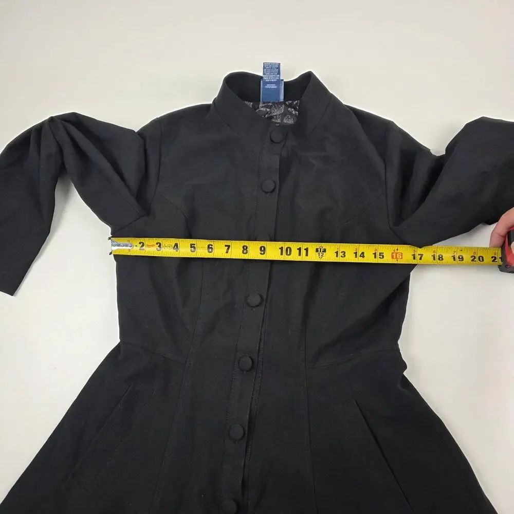 Harry Potter Coat Womens Medium Black Marauders Map Fit Flare Hot Topic Buttons‎